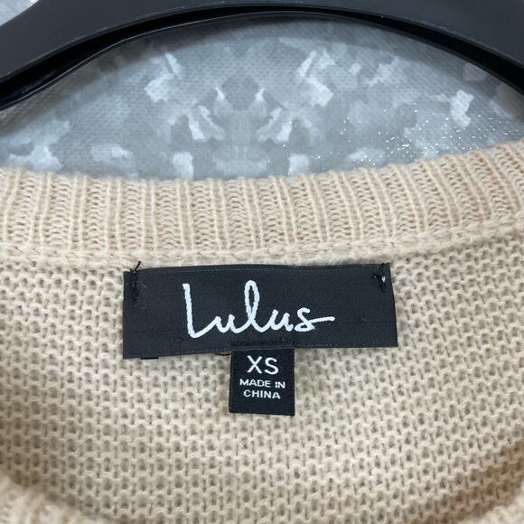 Lulus Women's Light Tan Casual Minimalist Acrylic Sweater - Size XS - Round Neck - Picture 4 of 6